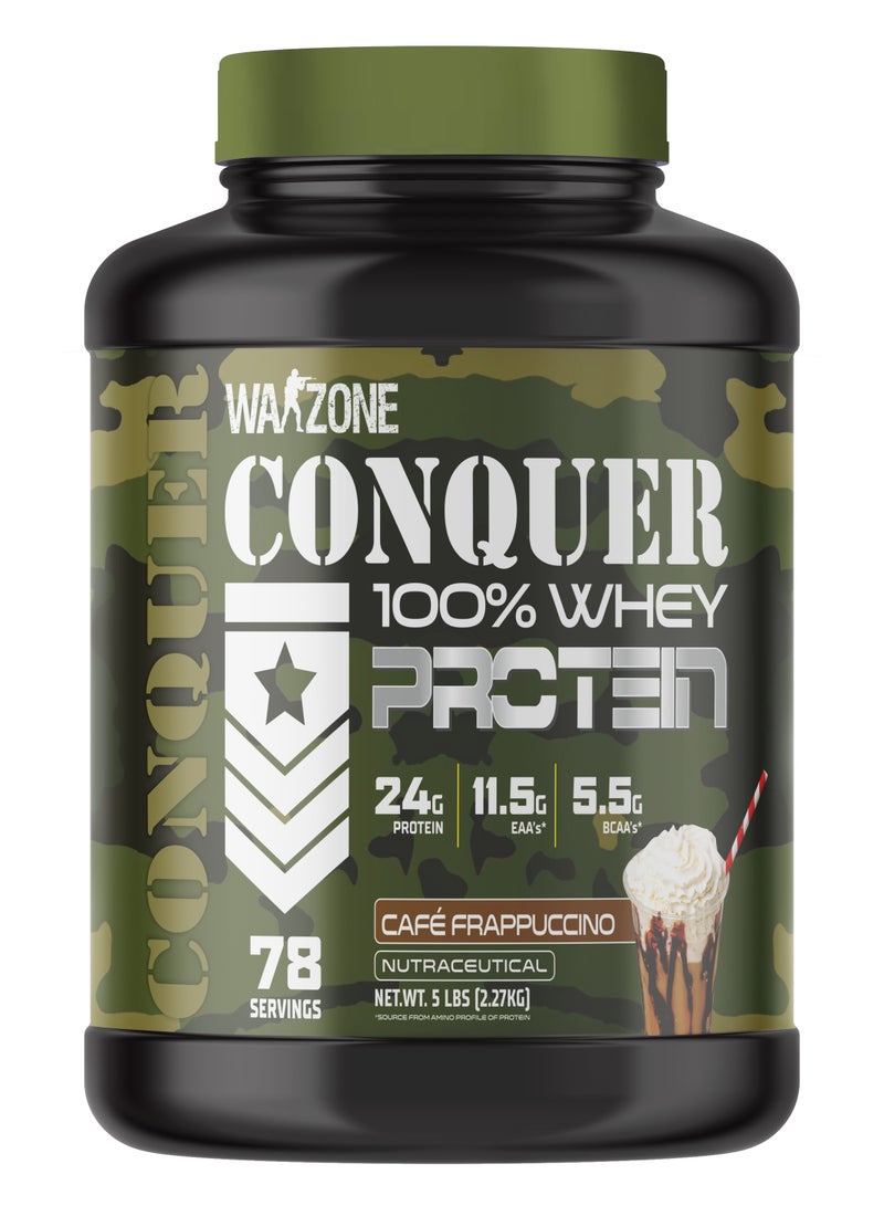 Warzone Conquer 100% Whey Protein 5 lbs – Premium Protein Blend for Muscle Growth (Cafe Frappuccino)  - Image 1