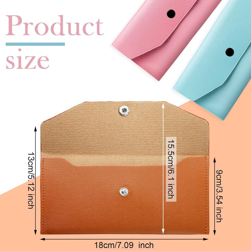 Kacctyen 12 Pcs Leather Cash Envelope Wallet Cash Wallet Envelope PU Leather Retro colored Money Pouch Bag Reusable Check Budget Money Purse for Women Saving Bill Planner Receipts Waterproof Holder - Image 2