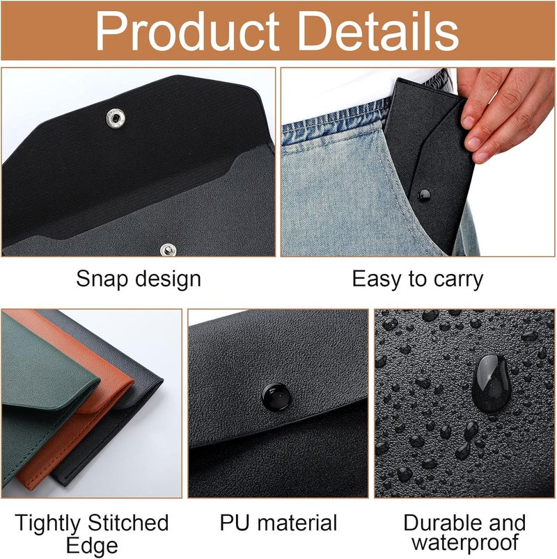 Kacctyen 12 Pcs Leather Cash Envelope Wallet Cash Wallet Envelope PU Leather Retro colored Money Pouch Bag Reusable Check Budget Money Purse for Women Saving Bill Planner Receipts Waterproof Holder - Image 3