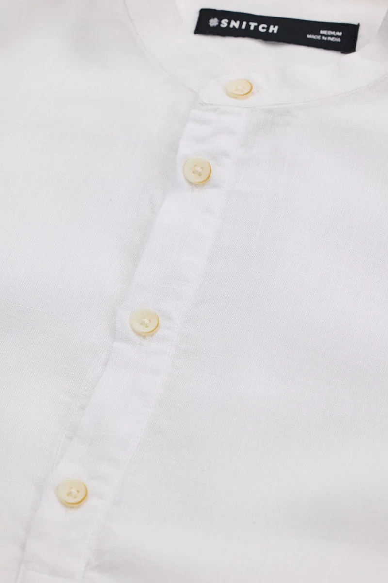 سنيتش White Textured Long Sleeve Slim Fit Shirt