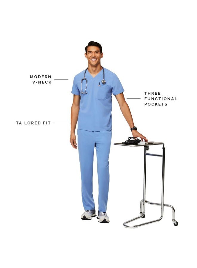FIGS Leon Three-Pocket Scrub Top for Men - Ceil Blue, M - Image 3