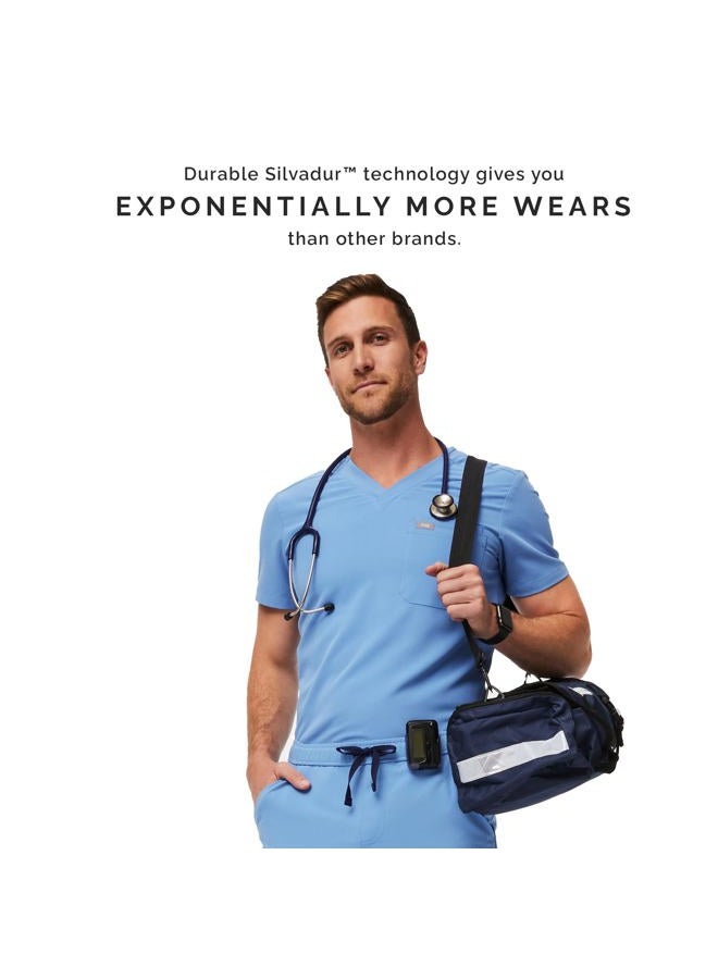FIGS Leon Three-Pocket Scrub Top for Men - Ceil Blue, M - Image 5