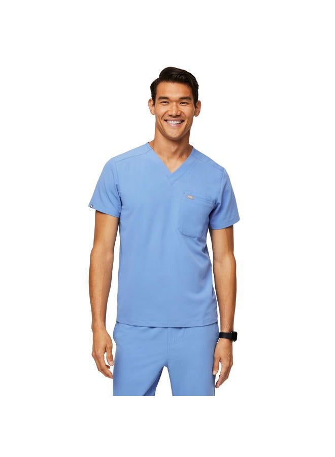 FIGS Leon Three-Pocket Scrub Top for Men - Ceil Blue, M - Image 1