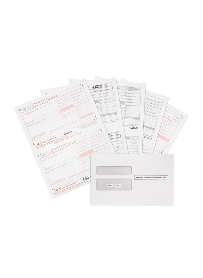 Blue Summit Supplies - W2 Forms 2023 6 Part Tax Forms 50 Employee Kit Of Laser Forms Compatible With Quickbooks And Accounting Software 50 Self Seal Envelopes Included - Image 1