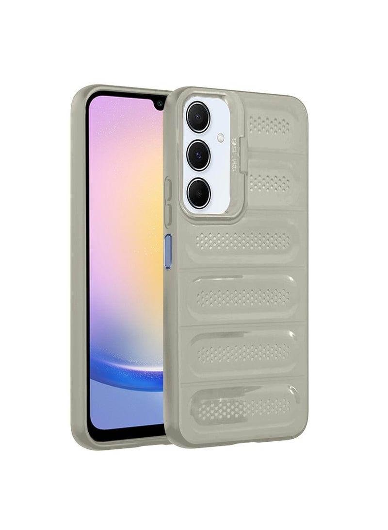 Techie حافظة أنيقة من TPU مضادة للحرارة مع حامل كاميرا خلفي لجهاز سامسونج جالاكسي A25 - رمادي - Image 1