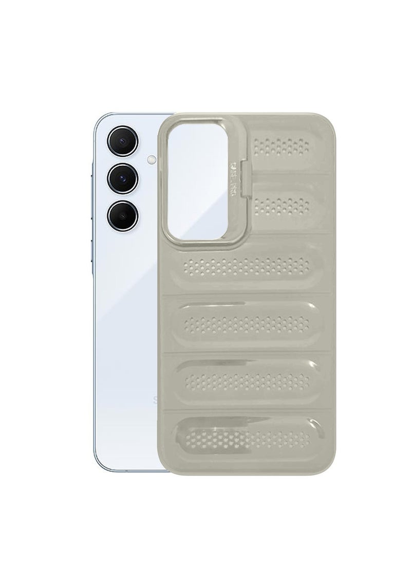 Techie حافظة أنيقة من TPU مضادة للحرارة مع حامل كاميرا خلفي لجهاز سامسونج جالاكسي A25 - رمادي - Image 2