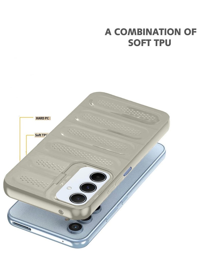 Techie حافظة أنيقة من TPU مضادة للحرارة مع حامل كاميرا خلفي لجهاز سامسونج جالاكسي A25 - رمادي - Image 3