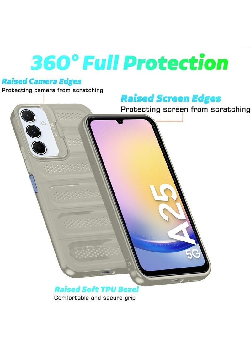 Techie حافظة أنيقة من TPU مضادة للحرارة مع حامل كاميرا خلفي لجهاز سامسونج جالاكسي A25 - رمادي - Image 4