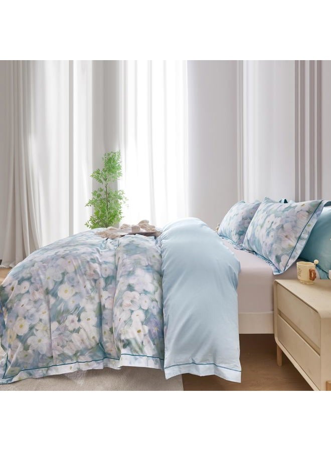 OAITE Duvet Cover Set King Size Floral Pattern 500 Thread Count Ultra Soft 100% Cotton Duvet Cover Sets 3-PC, Breathable Duvet Cover with Zipper Closure & Corner Ties - Image 5