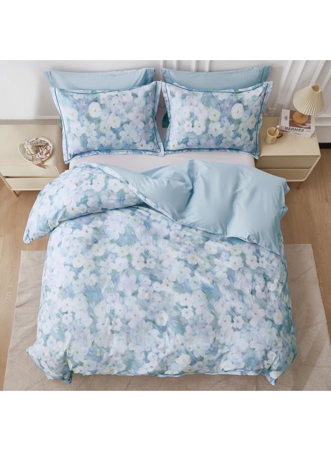 OAITE Duvet Cover Set King Size Floral Pattern 500 Thread Count Ultra Soft 100% Cotton Duvet Cover Sets 3-PC, Breathable Duvet Cover with Zipper Closure & Corner Ties - Image 4