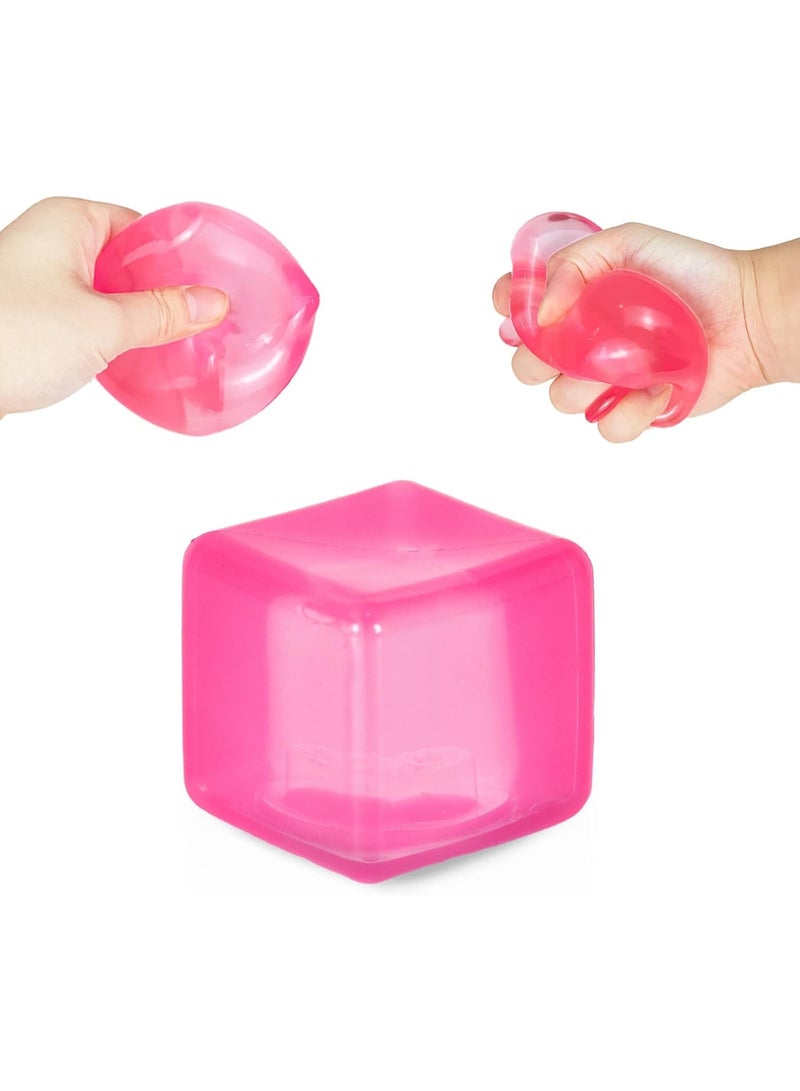 squishy Jiezipaeasy Ice Cube Stress Ball 5cm（1.98"）, Squishy Fidget Toy for Adults & Kids, Soft Sensory Squeeze Toy for Stress & Anxiety Relief, Blue Stretchy Desk Toy, Durable Non-Sticky Design (Pink) - Image 1