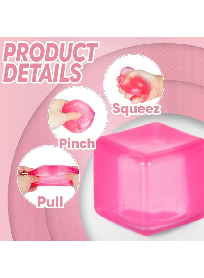 squishy Jiezipaeasy Ice Cube Stress Ball 5cm（1.98"）, Squishy Fidget Toy for Adults & Kids, Soft Sensory Squeeze Toy for Stress & Anxiety Relief, Blue Stretchy Desk Toy, Durable Non-Sticky Design (Pink) - Image 4