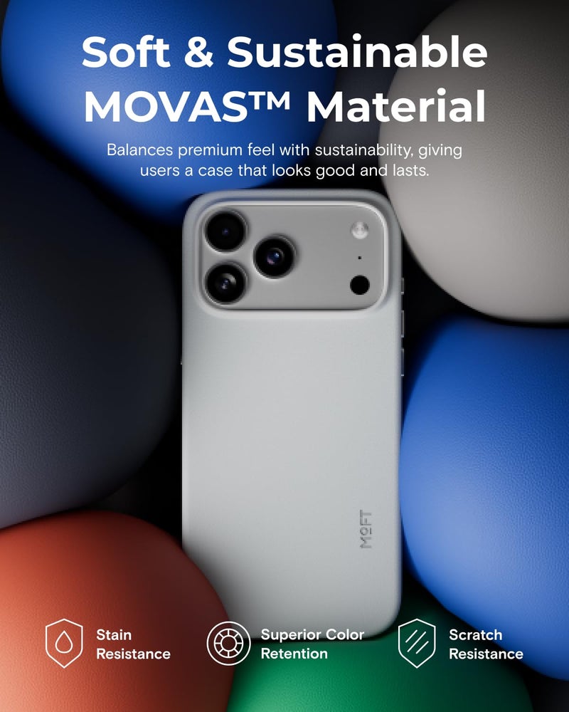 MOFT for iPhone Air Case- MOVAS Snap Case, MagSafe Compatible, Soft-Touch Vegan Leather, Classic Minimalist Design, Lightweight, Stain-Resistant & Camera Protection, Misty Cove - Image 3
