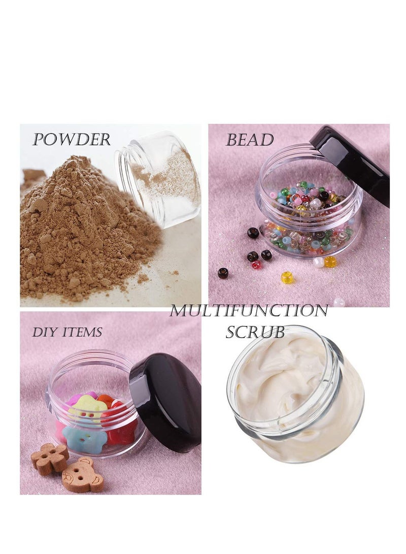 واي آند دي Plastic Makeup Cosmetic Jars, 12pcs 15ml Column Refillable Travel Empty Clear Sample Container Pots Bottles with Black Screw on Lids and 6pcs Mini Spatulas for Creams Powder Make Up - Image 5