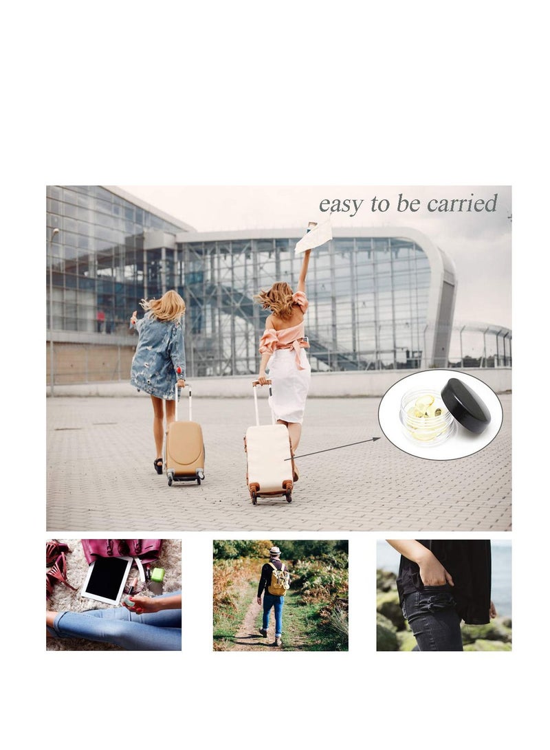 واي آند دي Plastic Makeup Cosmetic Jars, 12pcs 15ml Column Refillable Travel Empty Clear Sample Container Pots Bottles with Black Screw on Lids and 6pcs Mini Spatulas for Creams Powder Make Up - Image 4