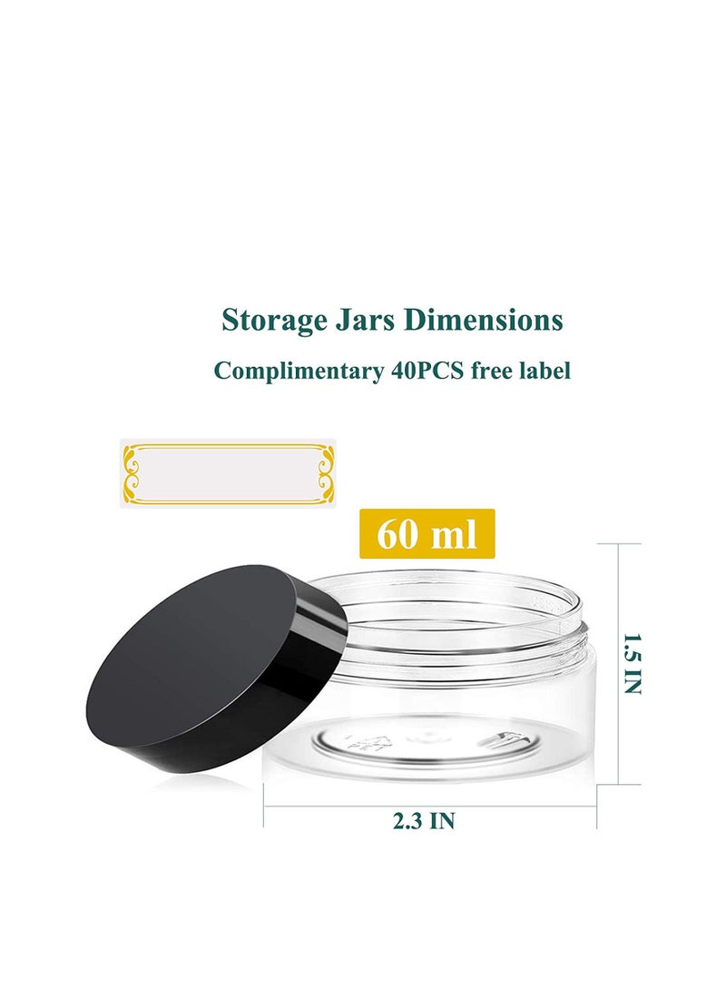 واي آند دي Plastic Makeup Cosmetic Jars, 12pcs 15ml Column Refillable Travel Empty Clear Sample Container Pots Bottles with Black Screw on Lids and 6pcs Mini Spatulas for Creams Powder Make Up - Image 3