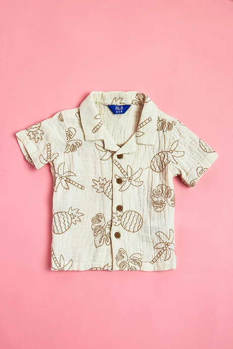 أر أند بي Embroidered Shirt and Shorts Set