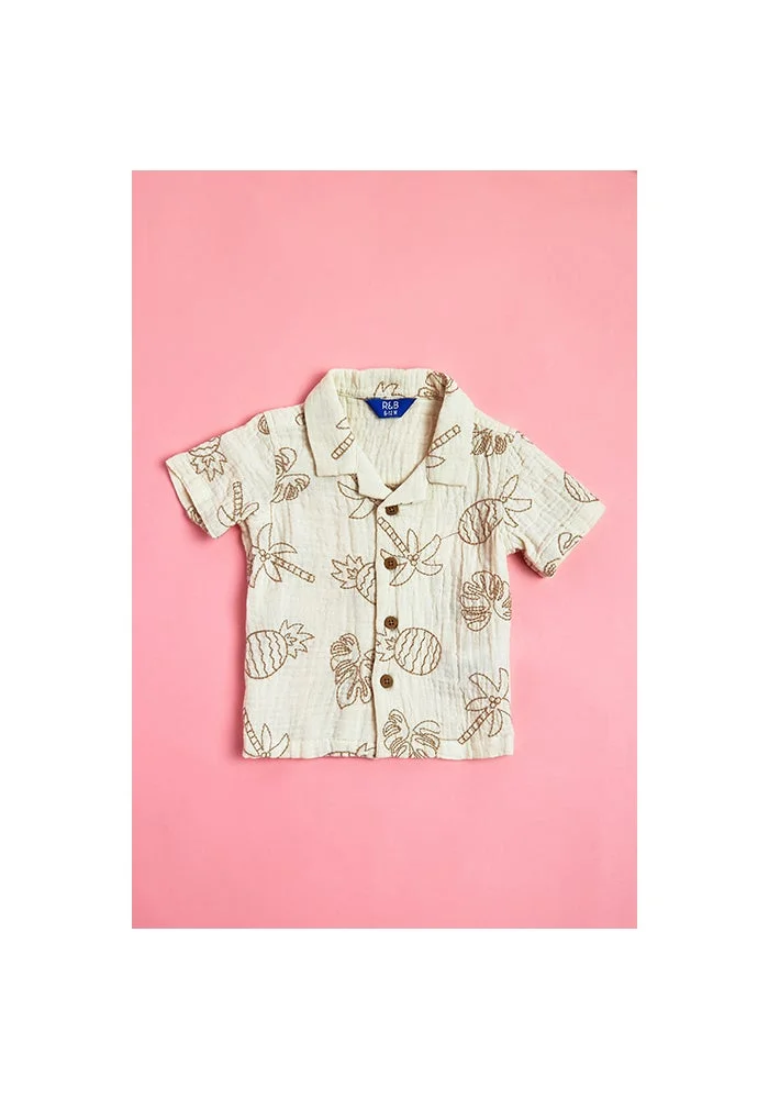 أر أند بي Embroidered Shirt and Shorts Set
