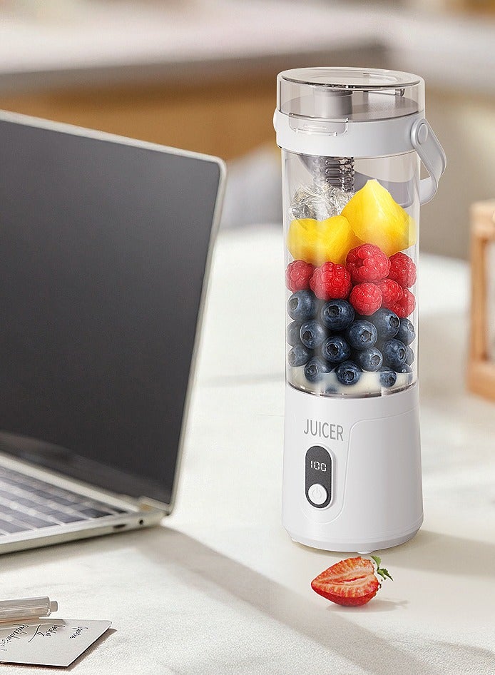 HUMJO On-the-Go Smoothie Blender Cup , One-Touch Portable & Leak-Proof Blender for Juice and Shakes, USB Rechargeable, 12 Blades, With Replacement Bottle Lid and Carry Strap - Image 4