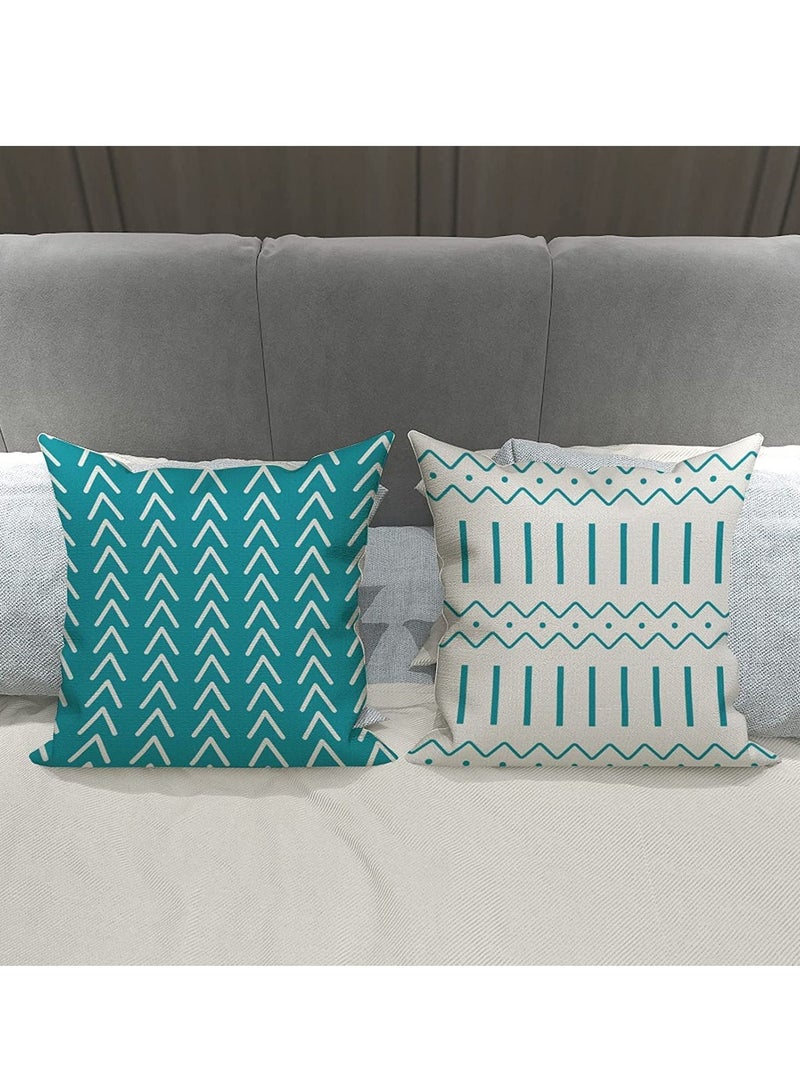 SYOSI Throw Pillow Cover Modern Sofa Decorative Pillow Covers 18x18 Set of 4 Outdoor Linen Fabric Pillow Case for Couch Bed Car Home Sofa Couch Decoration 45x45cm Aqua Blue Set of 4  - Image 4