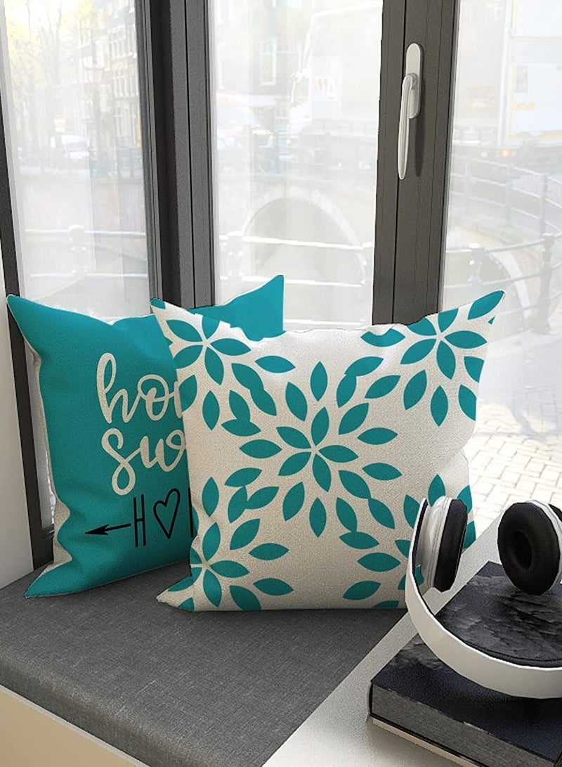 SYOSI Throw Pillow Cover Modern Sofa Decorative Pillow Covers 18x18 Set of 4 Outdoor Linen Fabric Pillow Case for Couch Bed Car Home Sofa Couch Decoration 45x45cm Aqua Blue Set of 4  - Image 3