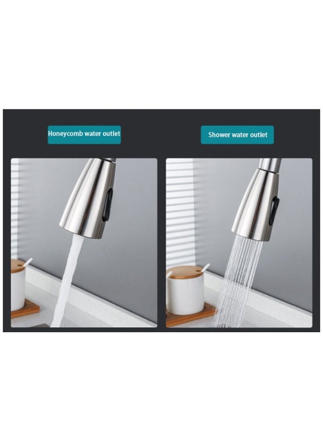 Bathroom Sink Faucet Filter Crane for Kitchen Pull Out Sprayer 360 Rotating Water Filter Faucet Two Way Sink Mixer Kitchen Faucet (Silver) - Image 3