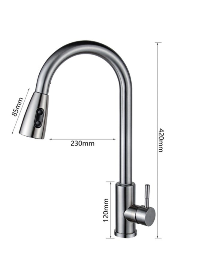 Bathroom Sink Faucet Filter Crane for Kitchen Pull Out Sprayer 360 Rotating Water Filter Faucet Two Way Sink Mixer Kitchen Faucet (Silver) - Image 5