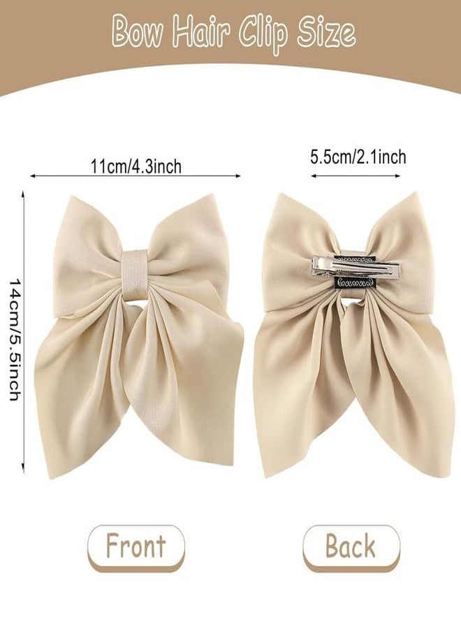 Shivashay 6 PCS Pcs Bow Hair Clips for Women Girls 5.5 Inch Big Hair Bows 6 Solid Colors Handmade Soft Fabric Bowknot French Barrettes Hair Accessories|MULTICOLOR - Image 2