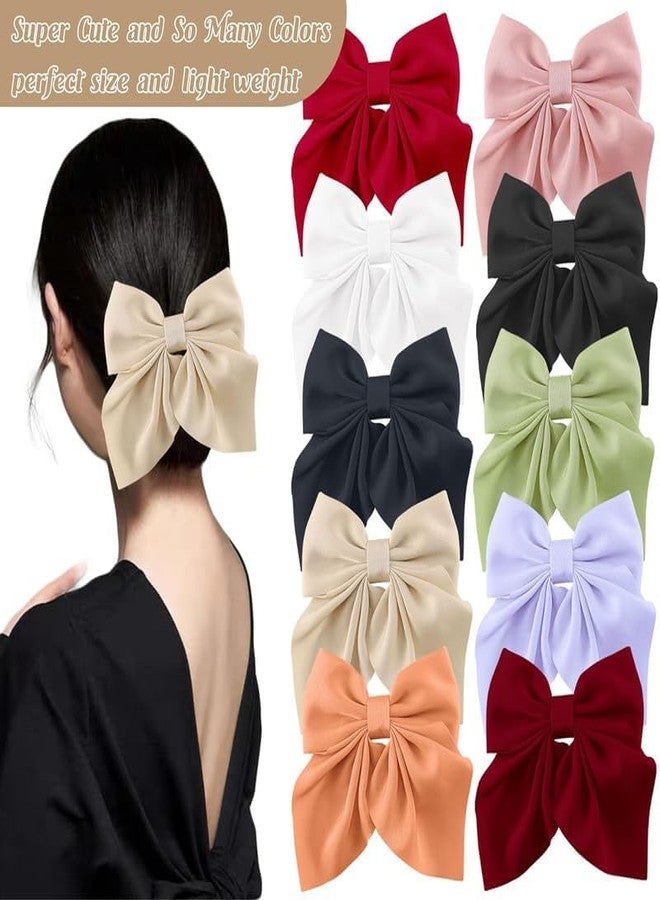 Shivashay 6 PCS Pcs Bow Hair Clips for Women Girls 5.5 Inch Big Hair Bows 6 Solid Colors Handmade Soft Fabric Bowknot French Barrettes Hair Accessories|MULTICOLOR - Image 4