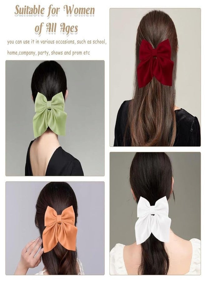 Shivashay 6 PCS Pcs Bow Hair Clips for Women Girls 5.5 Inch Big Hair Bows 6 Solid Colors Handmade Soft Fabric Bowknot French Barrettes Hair Accessories|MULTICOLOR - Image 5