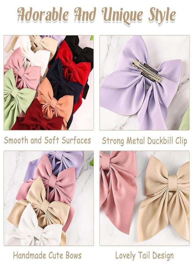 Shivashay 6 PCS Pcs Bow Hair Clips for Women Girls 5.5 Inch Big Hair Bows 6 Solid Colors Handmade Soft Fabric Bowknot French Barrettes Hair Accessories|MULTICOLOR - Image 3