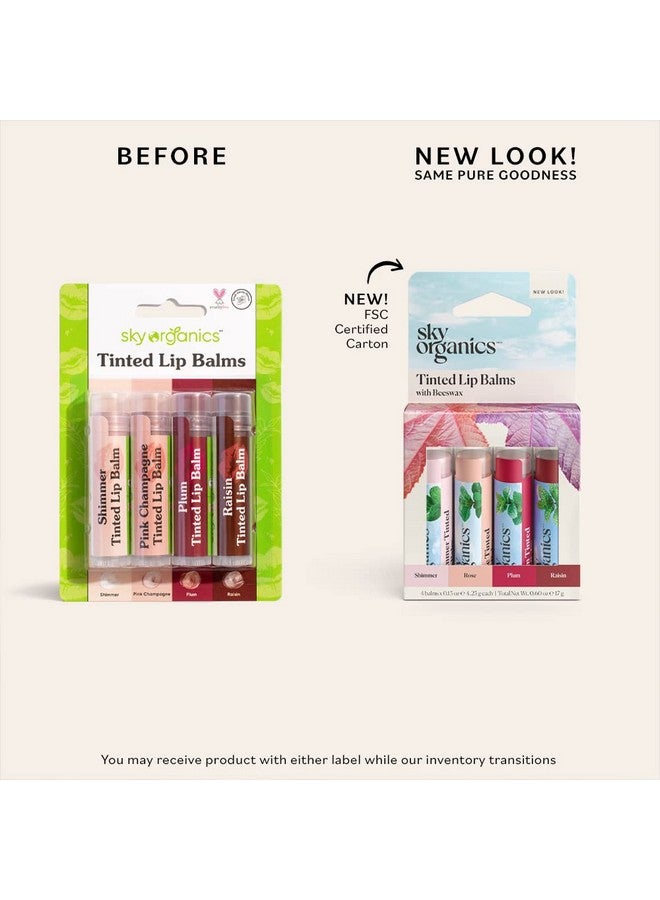 سكاي أورغانكس مرطب شفاه ملون من سكاي أورجانيكس مع شمع العسل ومزيج غني ومغذي من الزيوت النباتية، مرطب شفاه للحفاظ على الرطوبة وإضافة لمسة من اللون واللمعان، أربع نكهات متنوعة، عبوة من 4 قطع. - Image 3