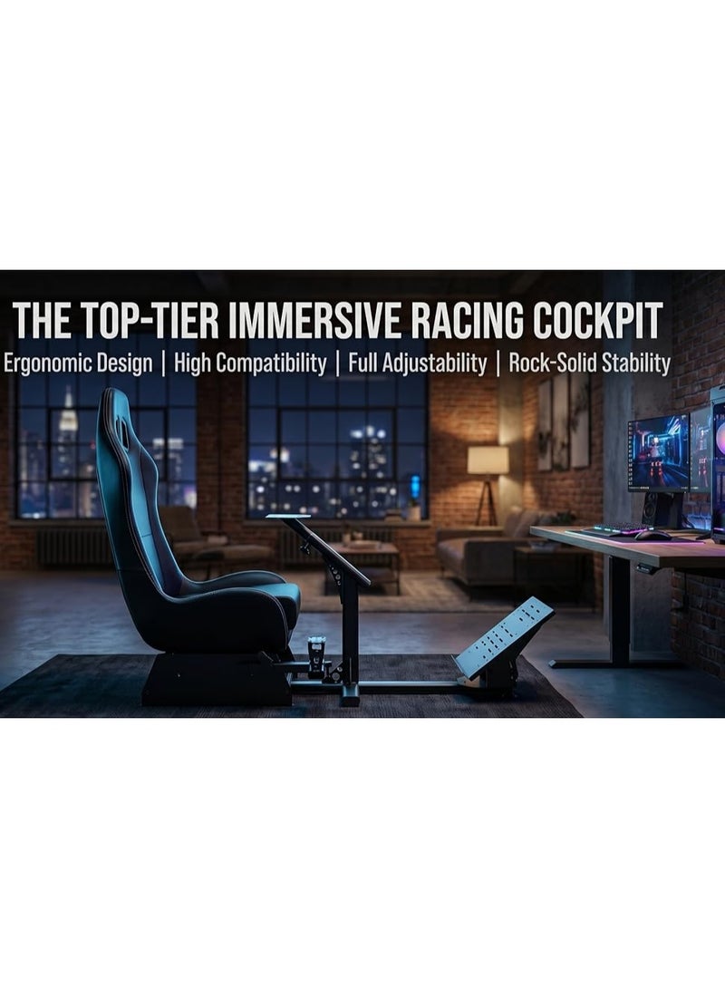 PlayX Ultimate Foldable Racing Simulator Cockpit with Bucket Seat & Steering Wheel Stand for Logitech G923 G29 G920 G27 G25 Thrustmaster T248 T300 Fanatec DD1 DD2 | Heavy Duty Racing Wheel Stand with Gaming Chair, Pedal & Shifter Mount for PS4 PS5 Xbox One PC | 330LBS Steel Frame Racing Chair Cockpit with Adjustable Wheel & Pedal Position, Foldable Backrest for Easy Storage - Image 4