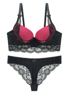 Comfy B C Cup Thin Cup Lace Bra Panty Set Red And Black Color Matching