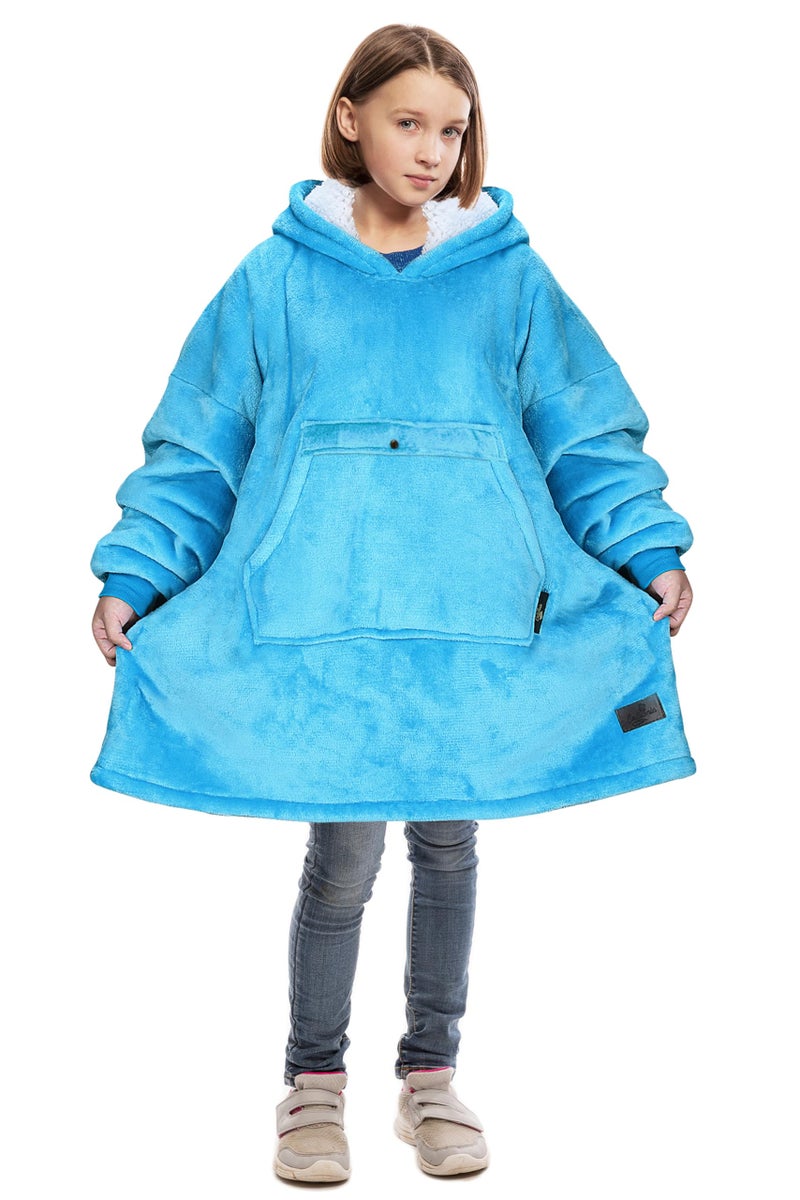 Catalonia Catalonia Blanket Hoodie for Kids  Oversized Wearable Sherpa Sweatshirt Pullover for 7-16 yr Teens Youth  Kids Gift Idea  - Image 1