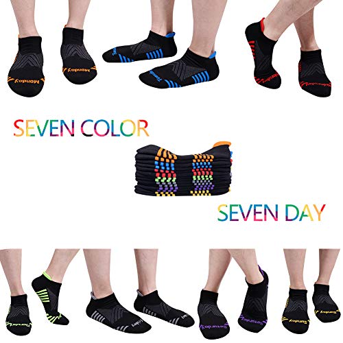 JOYNÉE Mens Ankle Athletic Socks Low Cut Week Socks for Sports Running 7 Pack,Black,Sock Size:10-13 - Image 4