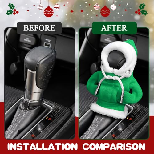 Kutyun Hoodie Car Gear Shift Cover, Christmas Car Decor Gear Shift Knob Cover for Manual/Automatic Shift Knob, Car Interior Accessories Universal Fit Hoodie Gear Shift Cover - Image 4
