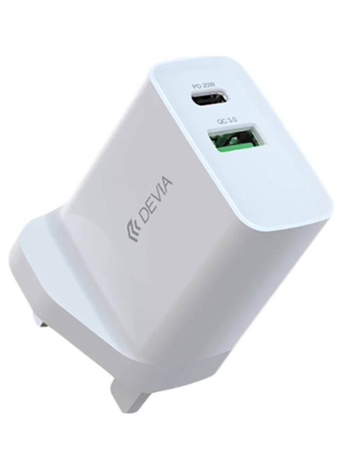 Devia 20W Smart Series Charging Adapter With Quick Charger For All Smartphones White - Image 3