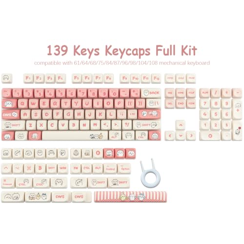 TYRIXKI PBT Keycaps 139 Keys MOA Profile Cute Keycaps Dye-Sublimation Pink Kawaii Anime Keycap Set Custom Keycap for Cherry Gateron MX Switches Mechanical Keyboards - Image 3
