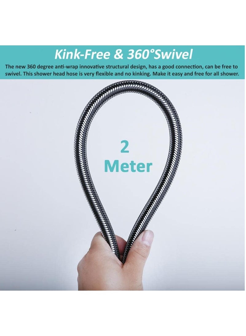 Rubik Braided Hose 2 Meter, 2 Pieces Stainless Steel Flexible Hot Cold Water Plumbing Inlet Pipe 1/2inch for Bathroom Kitchen Sink Toilet Taps Heaters (G1/2 X G1/2) Black - Image 2