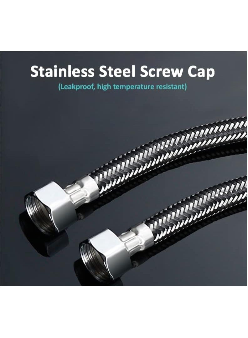 Rubik Braided Hose 2 Meter, 2 Pieces Stainless Steel Flexible Hot Cold Water Plumbing Inlet Pipe 1/2inch for Bathroom Kitchen Sink Toilet Taps Heaters (G1/2 X G1/2) Black - Image 4