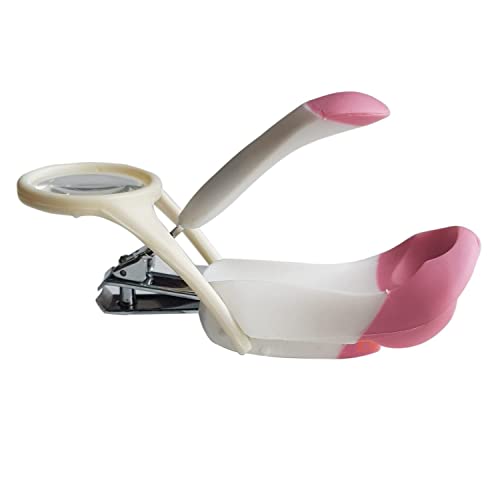 JUNIOR JOE Toddler Finger Nail Cutting Clipper with Magnifier Glass (Pink) - Image 1