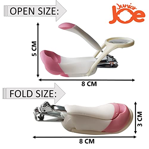 JUNIOR JOE Toddler Finger Nail Cutting Clipper with Magnifier Glass (Pink) - Image 3