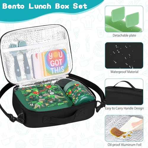 wiwens Bento Lunch Box for Kids with 12oz Soup Thermo Leak-Proof Lunch Food Container with 5 Compartment Thermo Hot Food Jar and Insulated Lunch Bag for Kid Toddler Girls Boys to School - Image 4