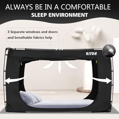 RIYDH Bed Tent Bed Canopy Queen Size Tents for Adult and Kids- Original Design Portable Dream Tent Indoor Sleeping Tents 80% Blackout with 3 Doors Breathable Big Space Tents - Image 3
