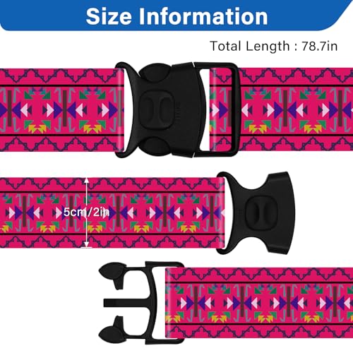 ZHOMA 2 Pack Luggage Straps for Suitcases, Adjustable Travel Belt with Double Lock and Quick Release Buckle, Heavy Duty Nylon Bag Packing Strap, Bright Identifiers Business Travel Accessories-Pink Totem - Image 3