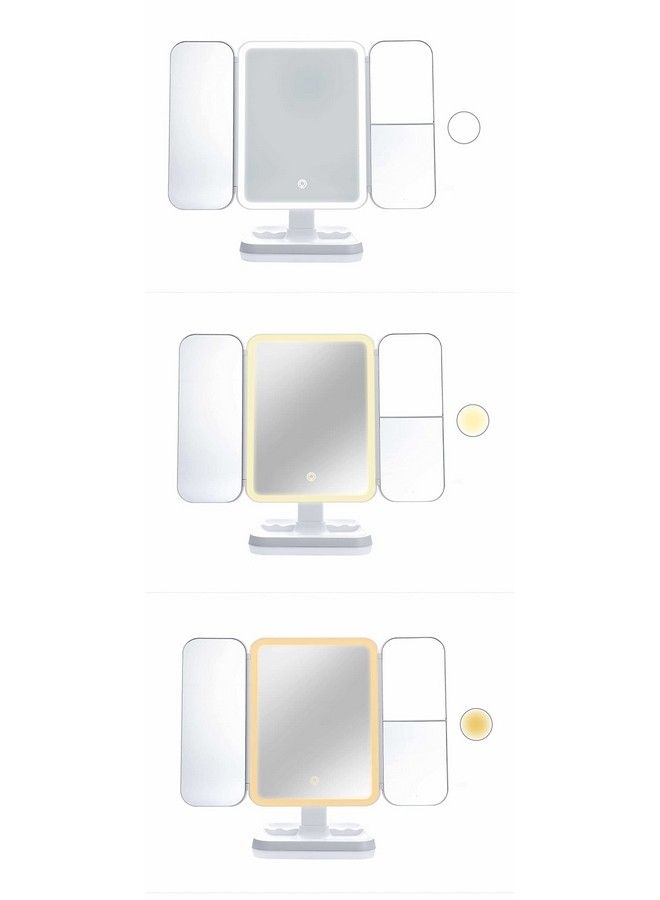 Miss Sweet Lighted Trifold Makeup Mirror Vanity Mirror With 1X 2X 3X Magnification (Pure White) - Image 4