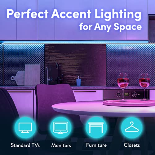 Power Practical LED Lights for TV in Living Room or Bedroom, Luminoodle Backlight, USB Powered Strips w/Remote for 15 Ambient Color Bias Lighting Options & 10 Brightness Modes, Size (30"-40" TV) - Image 4