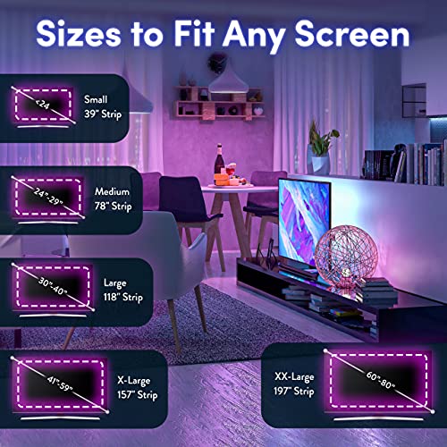 Power Practical LED Lights for TV in Living Room or Bedroom, Luminoodle Backlight, USB Powered Strips w/Remote for 15 Ambient Color Bias Lighting Options & 10 Brightness Modes, Size (30"-40" TV) - Image 5