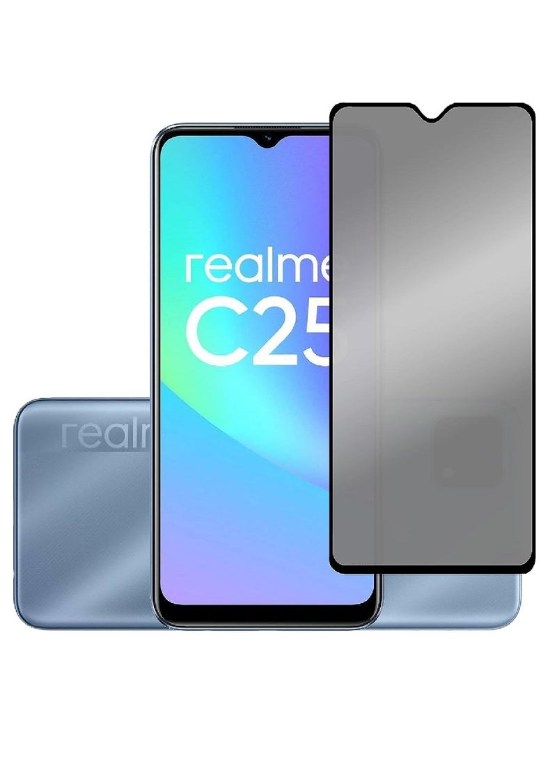 Super حماية شاشة زجاجية مقساة مضادة للتجسس مصممة لهاتف Realme C25 تغطي الشاشة بالكامل وخالية من الفقاعات - Image 1